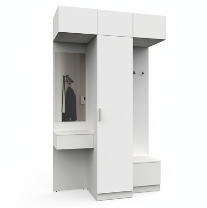 Набор мебели для прихожей "Марсель-254" МР 01-254 В2490 Ш1500 Г580 (ЛДСП Белый премиум) Набор мебели для прихожей "Марсель-254" МР 01-254 В2490 Ш1500 Г580 (ЛДСП Белый премиум)